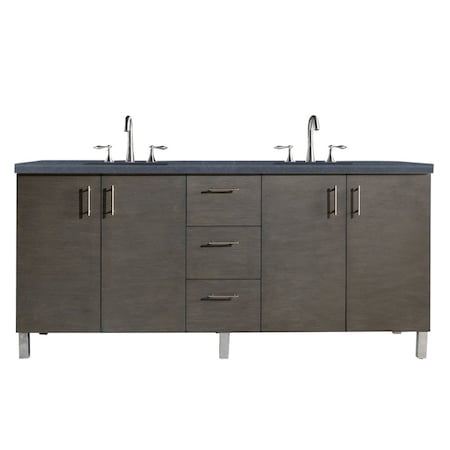 James Martin Vanities Metropolitan 72in Double Vanity, Silver Oak w/ 3 CM Charcoal Soapstone Quartz Top 850-V72-SOK-3CSP